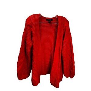 Forever‎ 21 Cable Knit Open Cardigan Orange Small